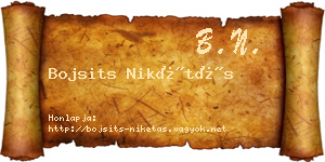 Bojsits Nikétás névjegykártya